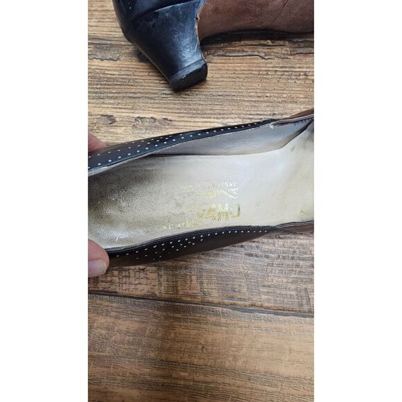 Salvatore Ferragamo Leather Colorblock Pattern Pumps 9.5 - Picture 7 of 8